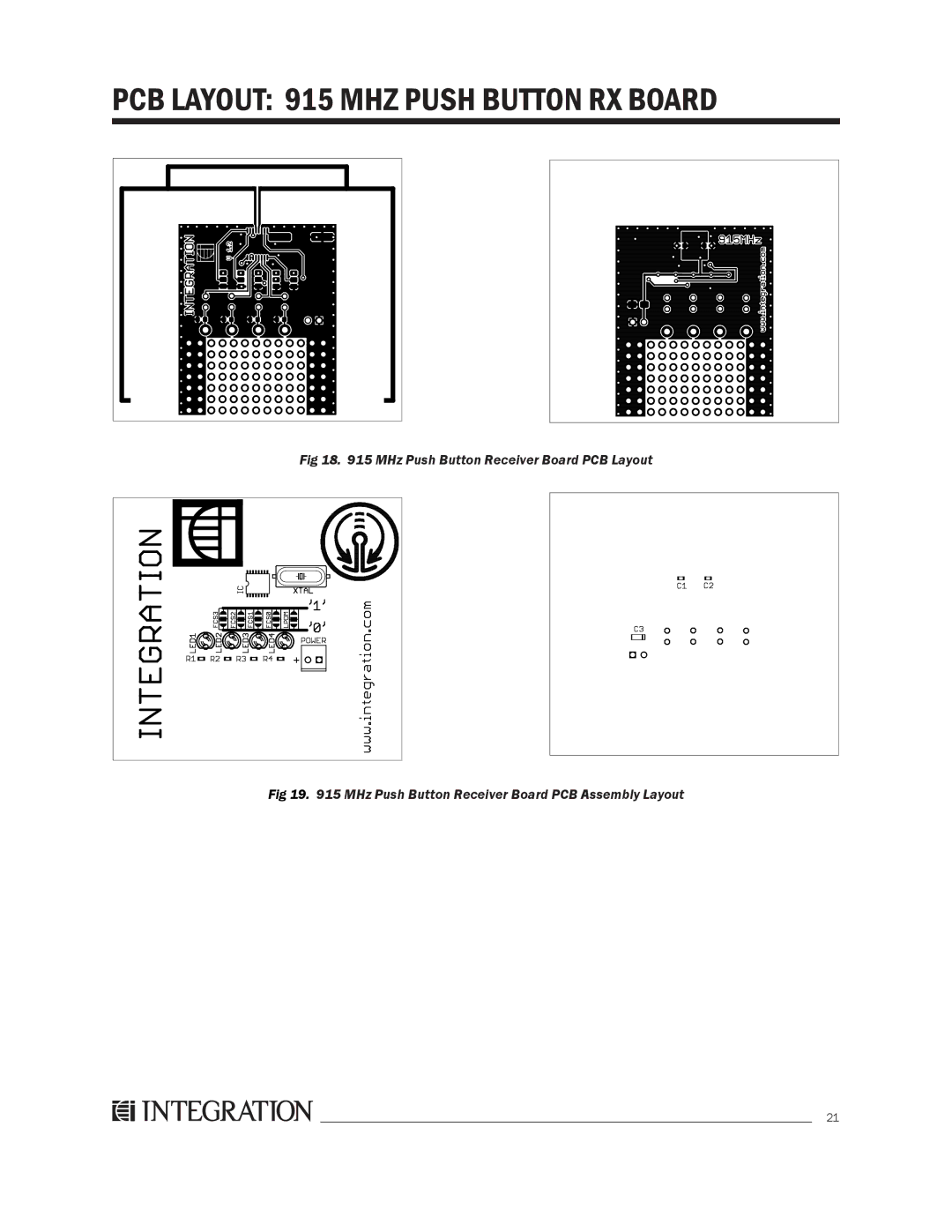 Integration 2.0r manual PCB Layout 915 MHZ Push Button RX Board 