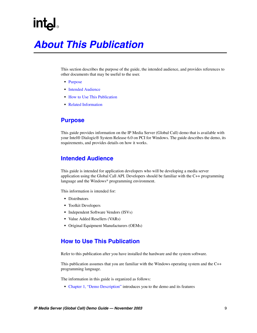 Intel 05-2065-002 manual About This Publication, Purpose, Intended Audience, How to Use This Publication 