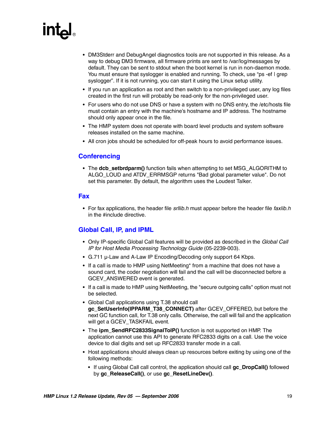 Intel 05-2352-005 manual Conferencing, Fax, Global Call, IP, and Ipml 