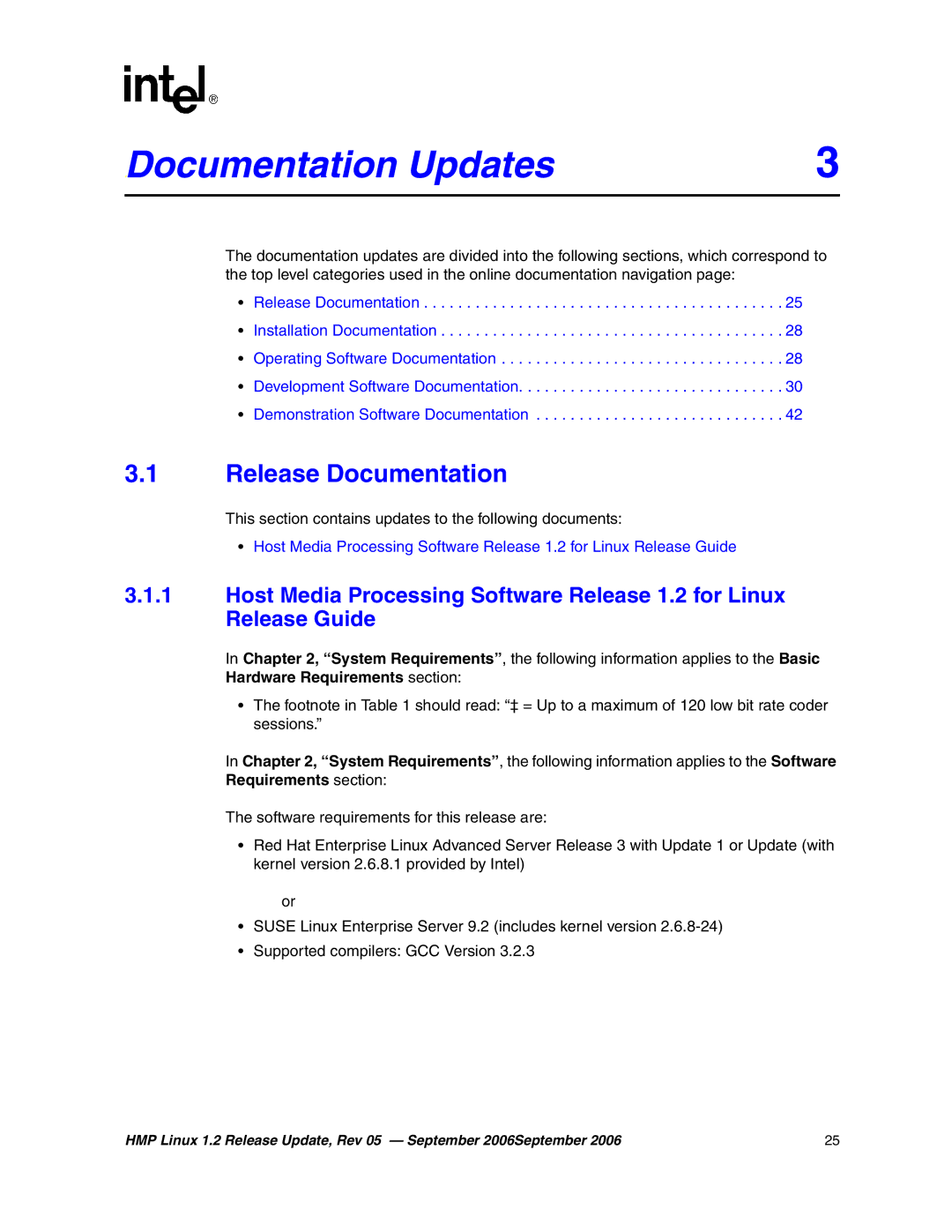 Intel 05-2352-005 manual Documentation3 Updates, Release Documentation 