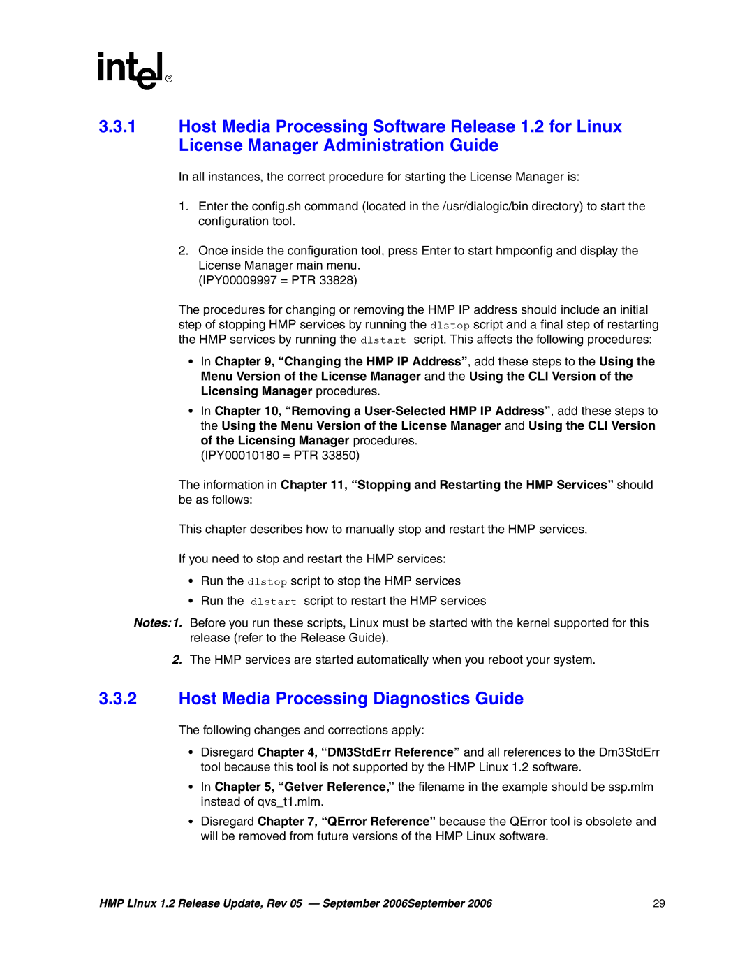 Intel 05-2352-005 manual Host Media Processing Diagnostics Guide 