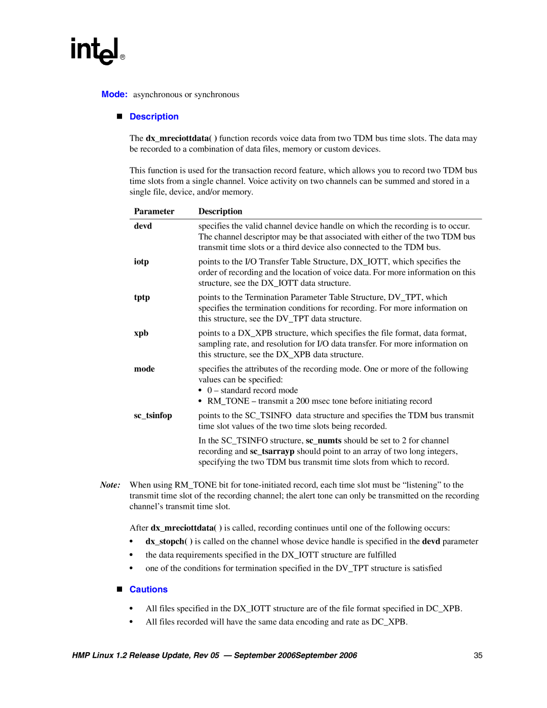 Intel 05-2352-005 manual „ Description, „ Cautions 