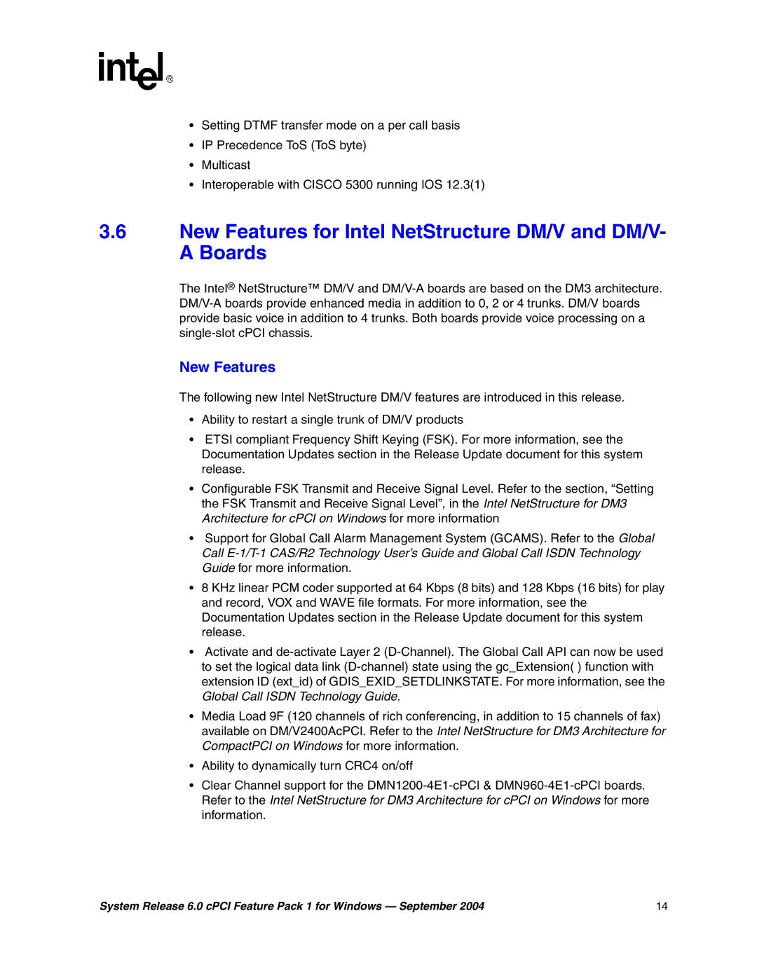 Intel 05-2372-001 manual New Features for Intel NetStructure DM/V and DM/V- a Boards 