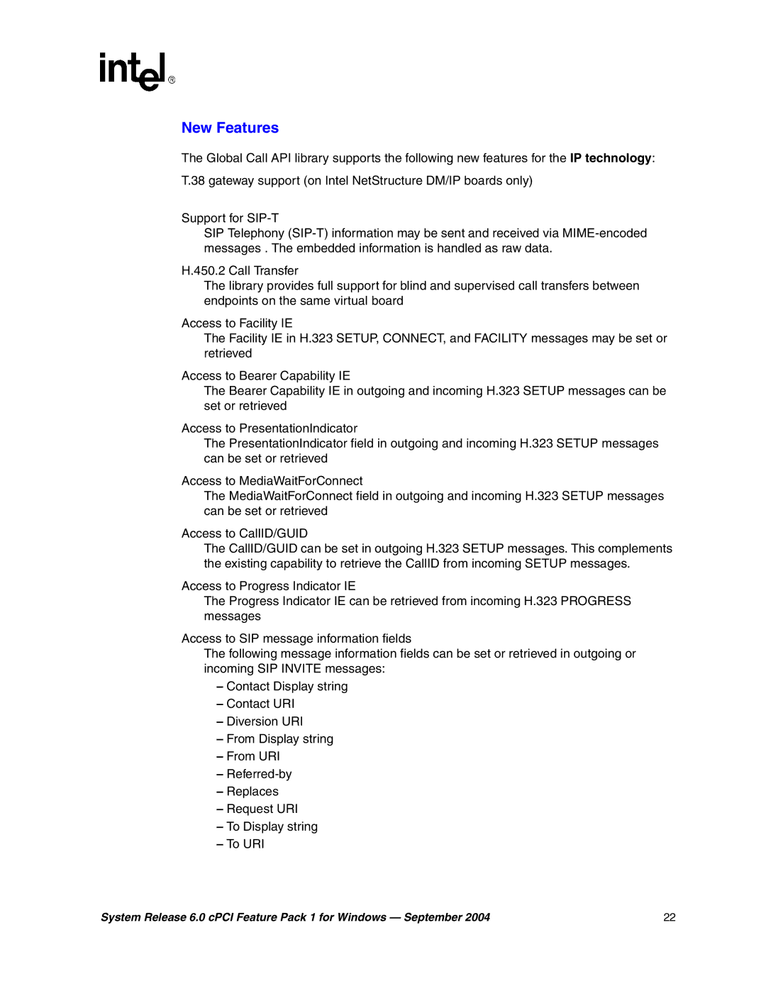 Intel 05-2372-001 manual New Features 