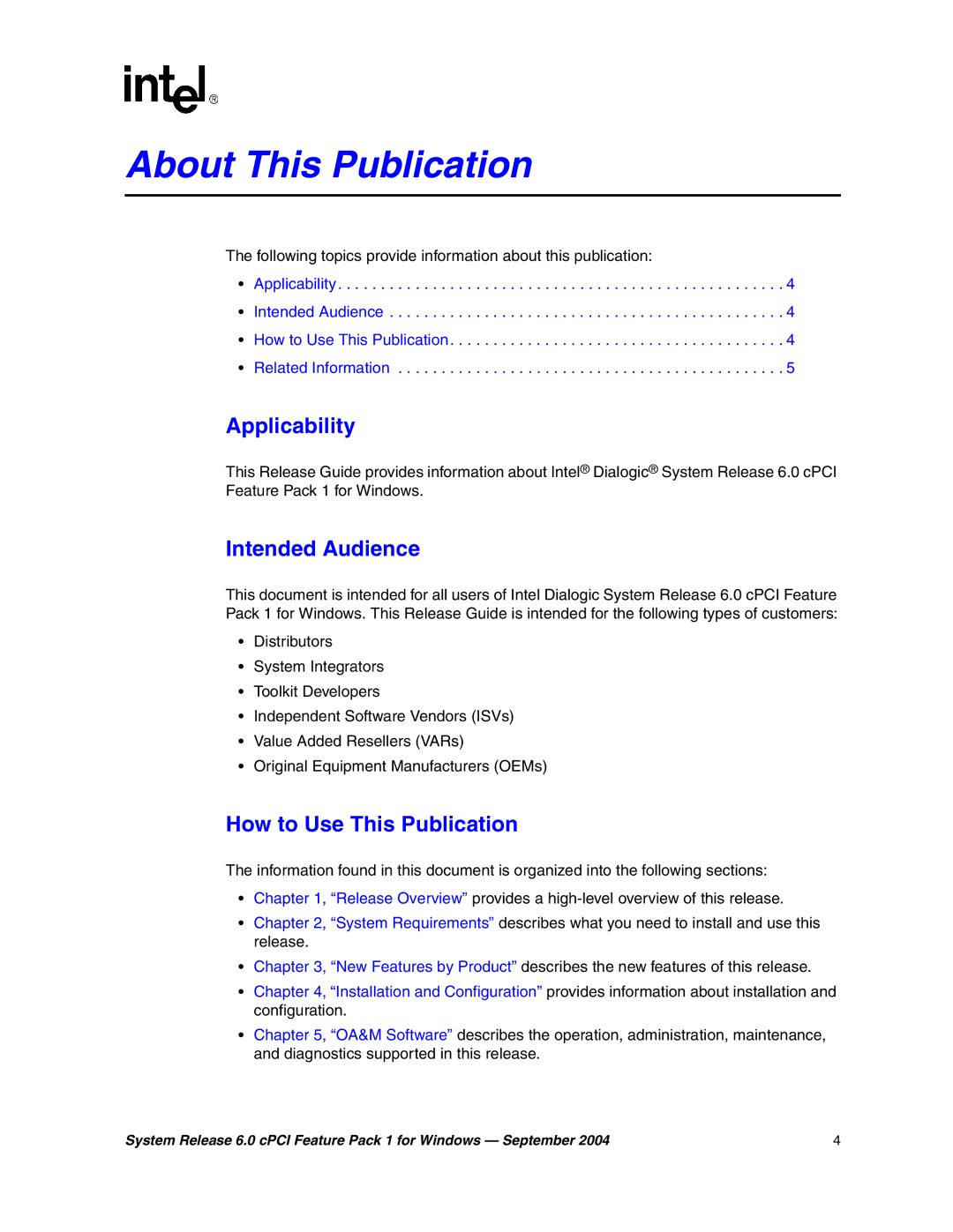 Intel 05-2372-001 manual About This Publication, Applicability 