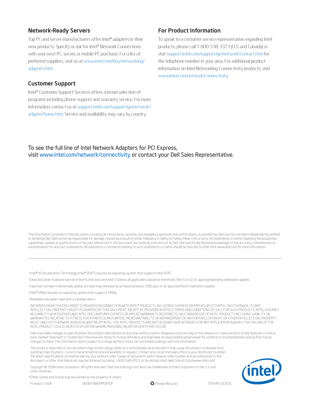 Intel 10 Gigabit AT Ethernet Server Adapter manual 