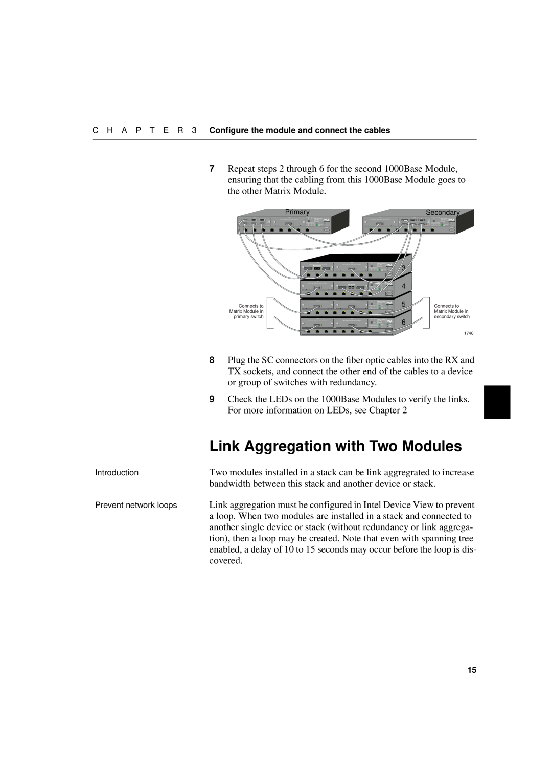 Intel 1000SX, 1000LX manual Link Aggregation with Two Modules, Introduction Prevent network loops 
