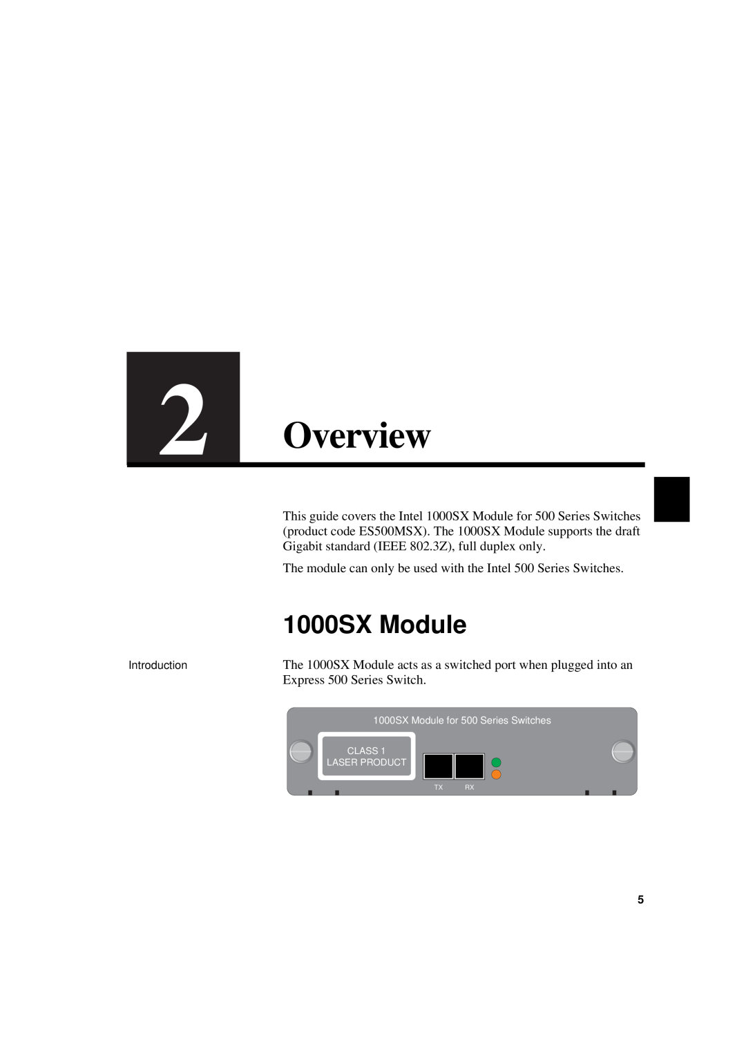 Intel manual Overview, 1000SX Module 