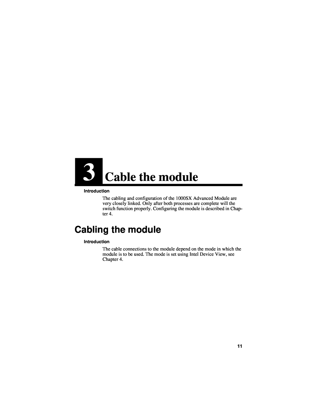 Intel 1000SX manual Cable the module, Cabling the module 