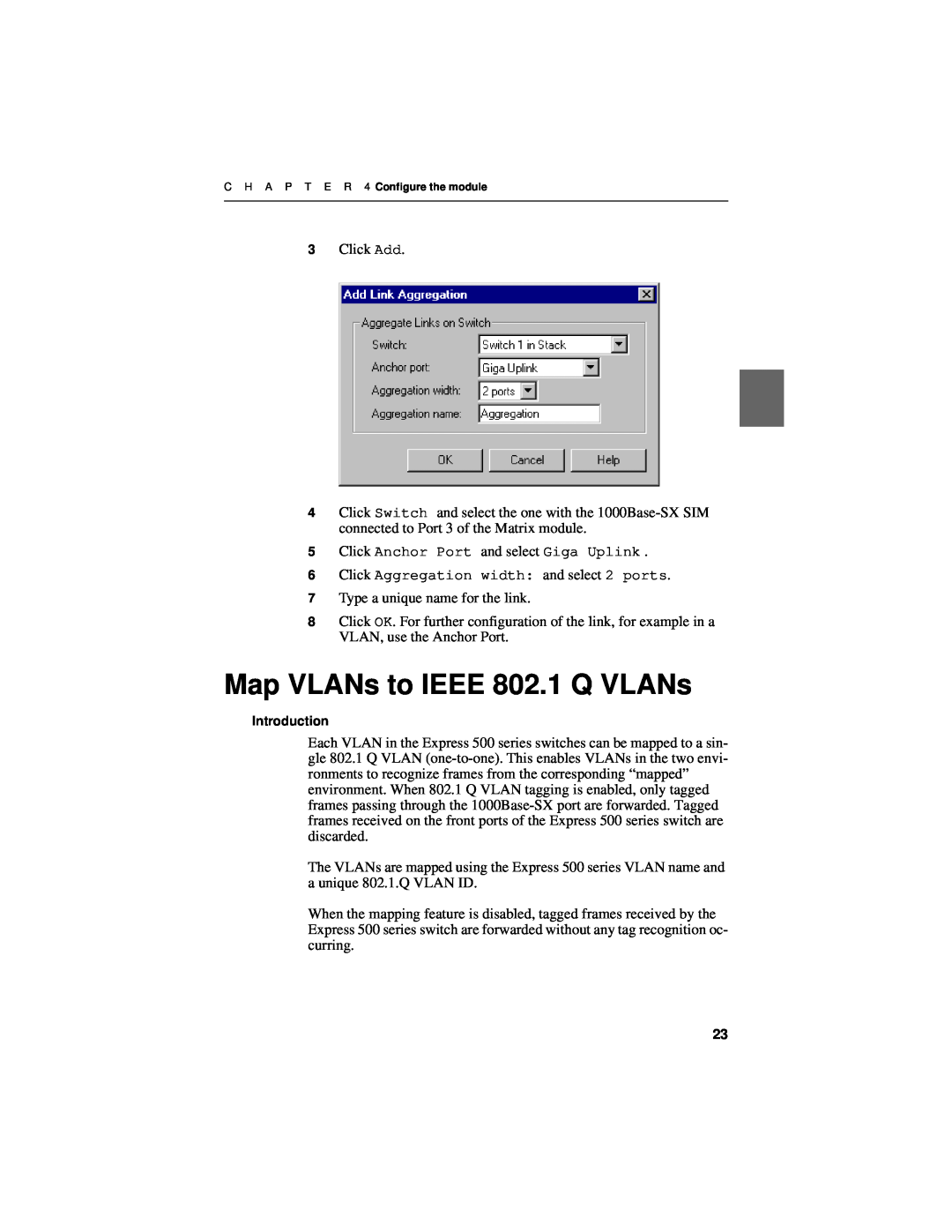 Intel 1000SX manual Map VLANs to IEEE 802.1 Q VLANs 