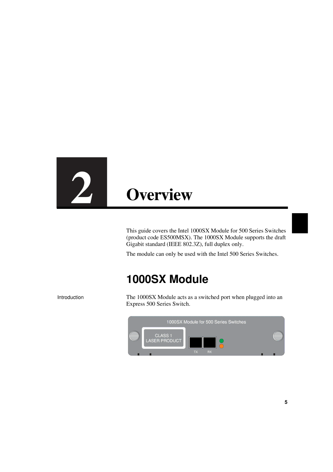 Intel 1000SX manual Overview 