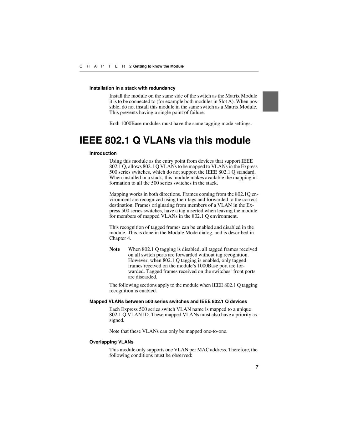 Intel 1000SX manual Ieee 802.1 Q VLANs via this module 