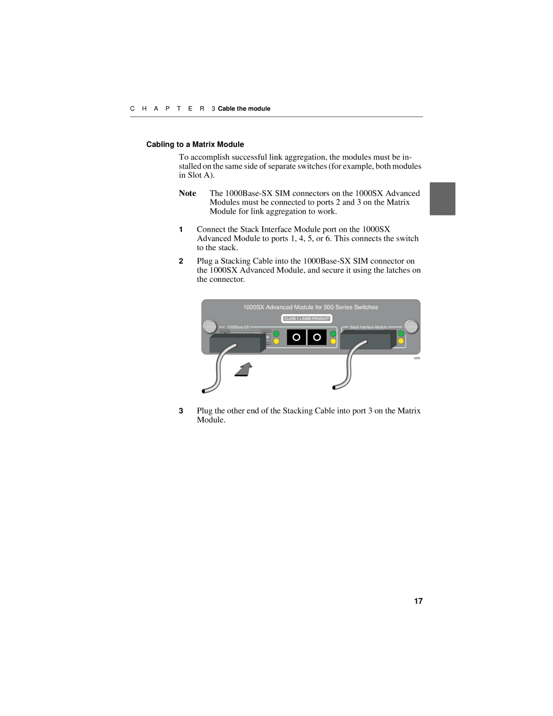 Intel 1000SX manual Cabling to a Matrix Module 