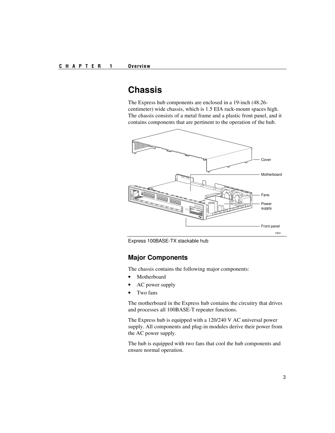 Intel 100BASE-TX manual Chassis, Major Components 