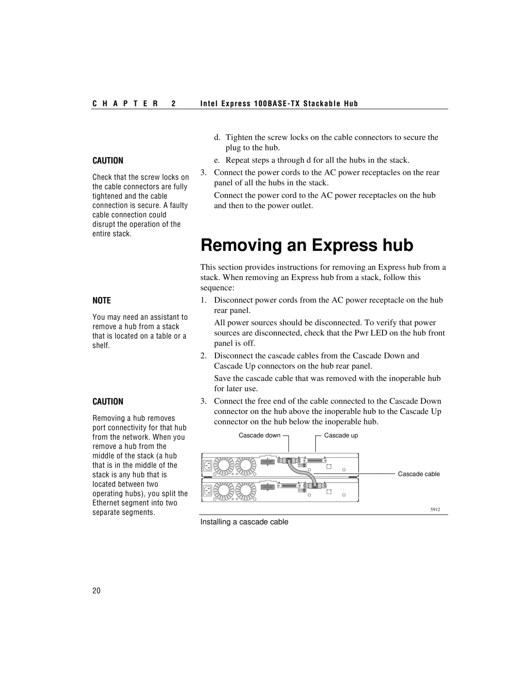 Intel 100BASE-TX manual Removing an Express hub 