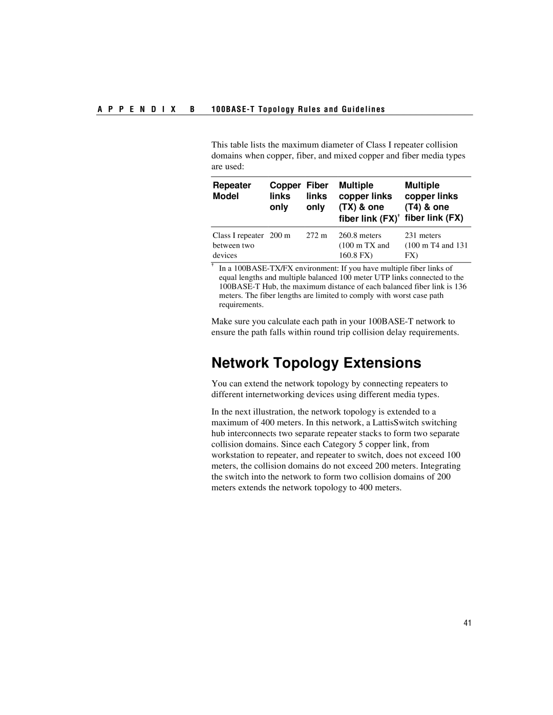Intel 100BASE-TX manual Network Topology Extensions 