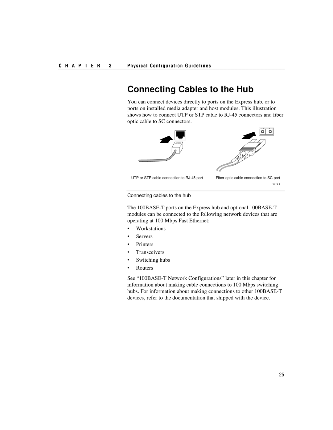 Intel 100BASE-TX manual Connecting Cables to the Hub 