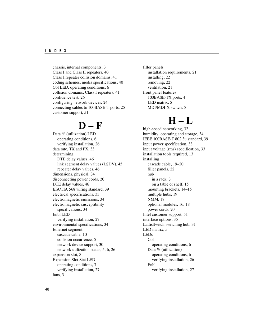 Intel 100BASE-TX manual D E 