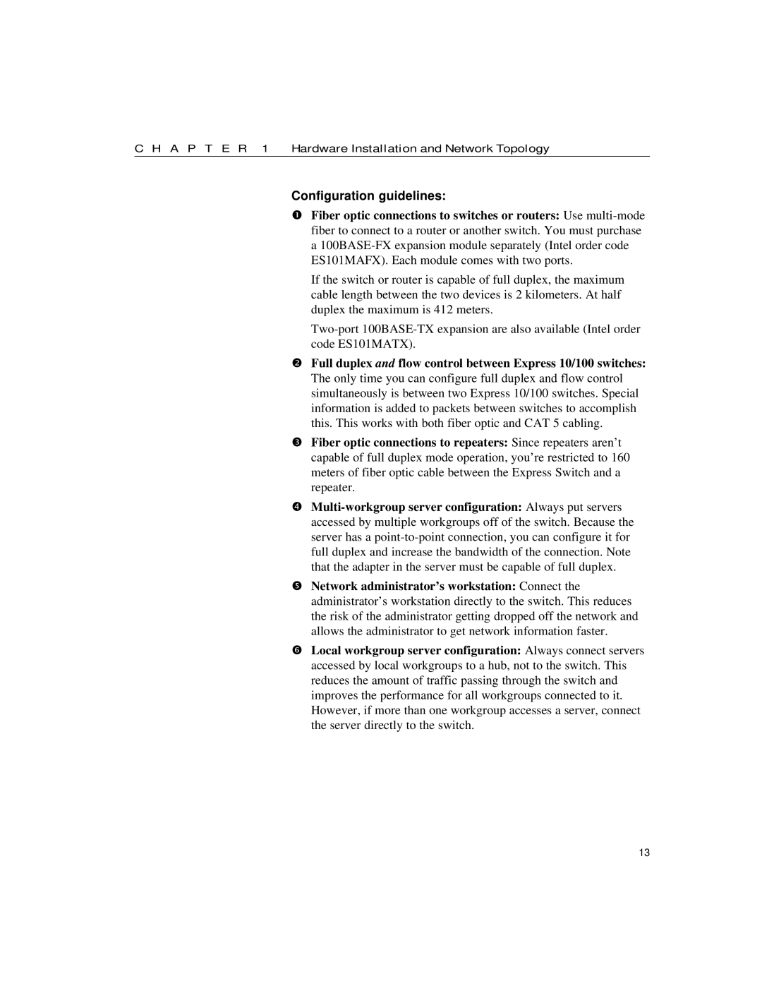 Intel manual Full duplex and flow control between Express 10/100 switches 