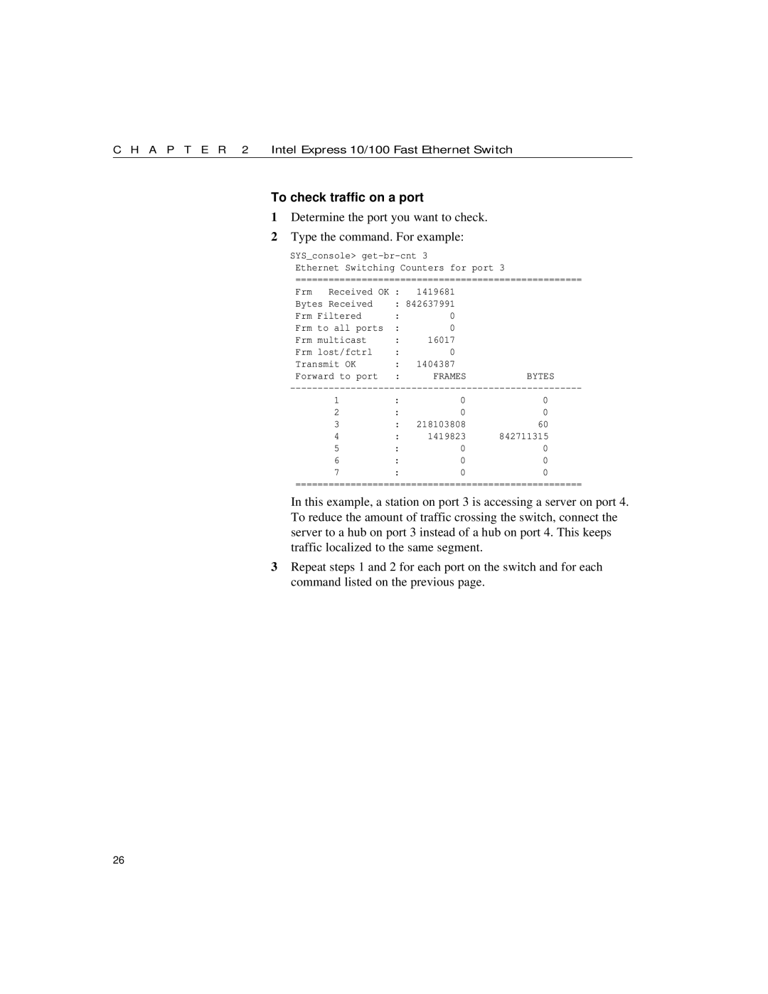 Intel 10/100 manual To check traffic on a port 