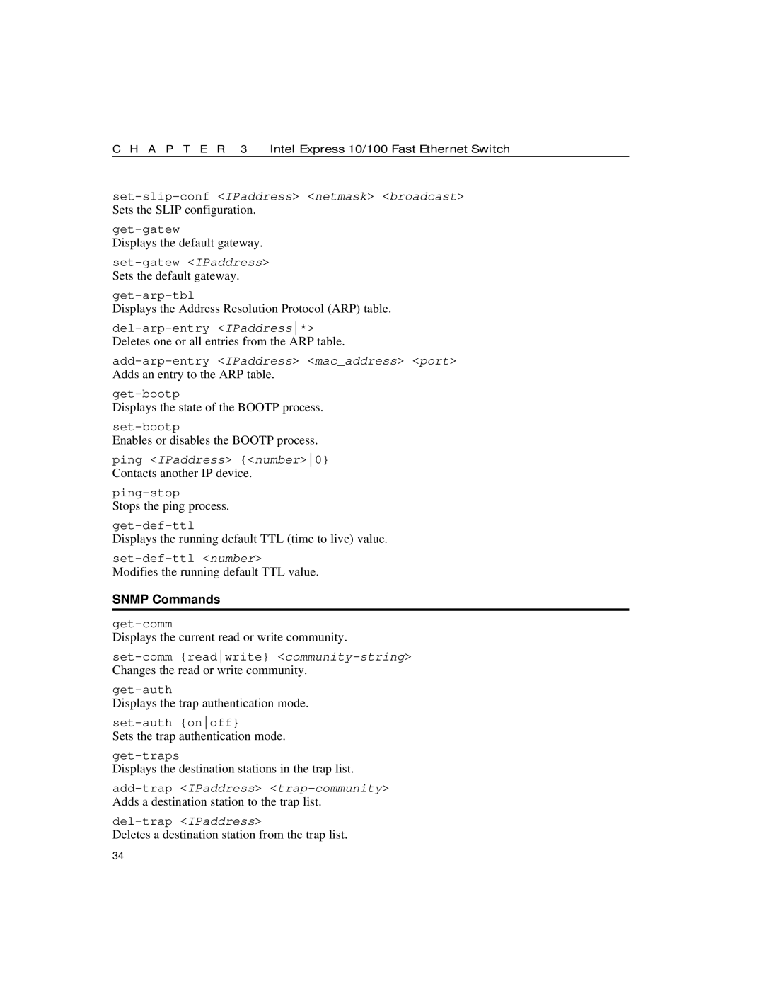 Intel 10/100 manual Snmp Commands 