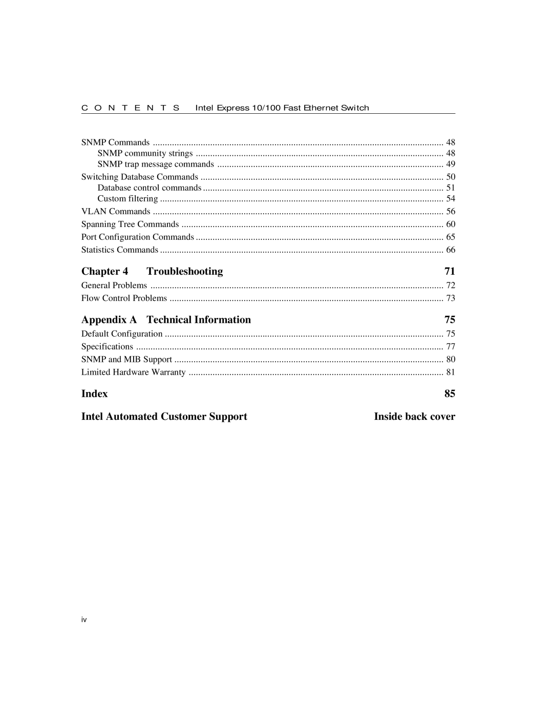 Intel 10/100 manual Chapter Troubleshooting 