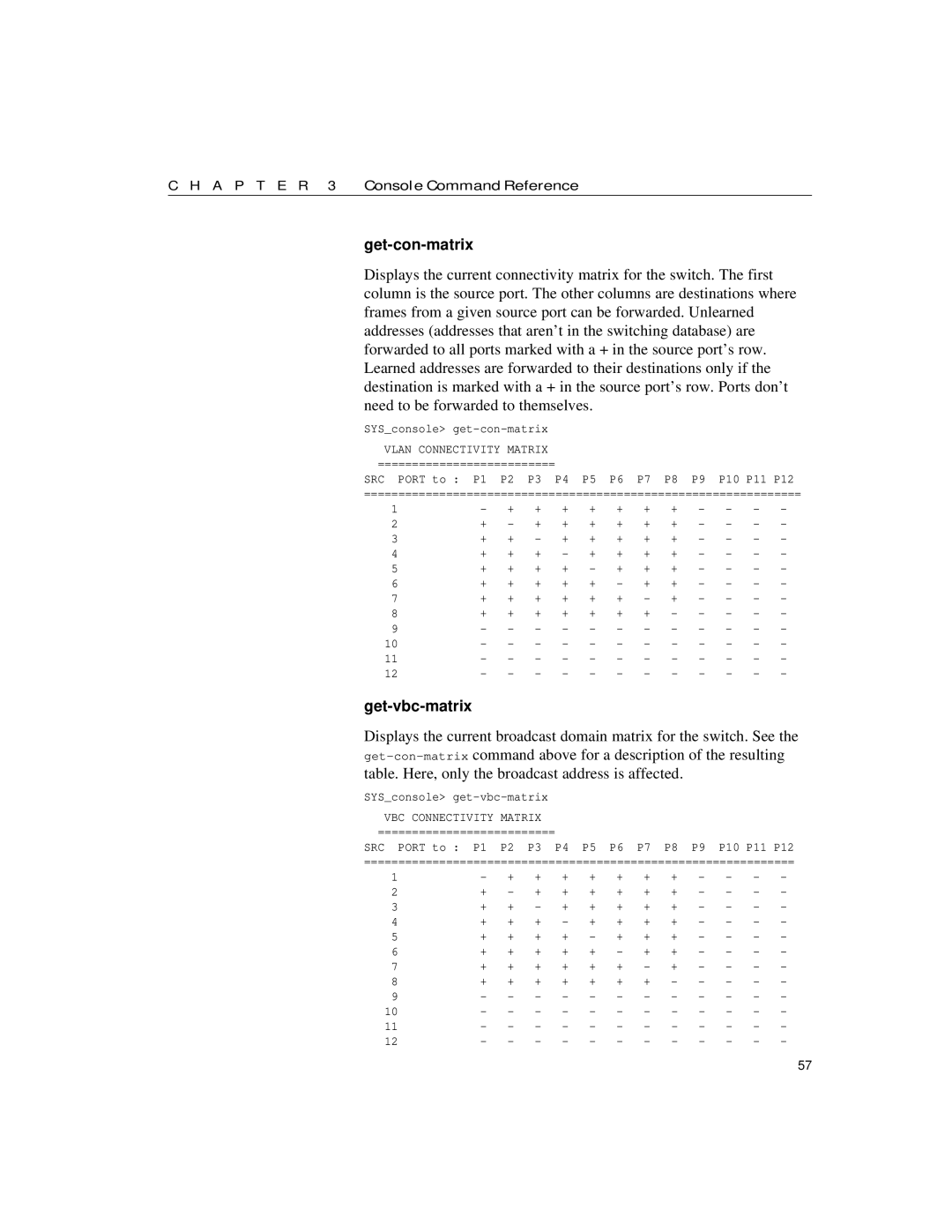 Intel 10/100 manual Get-con-matrix, Get-vbc-matrix 