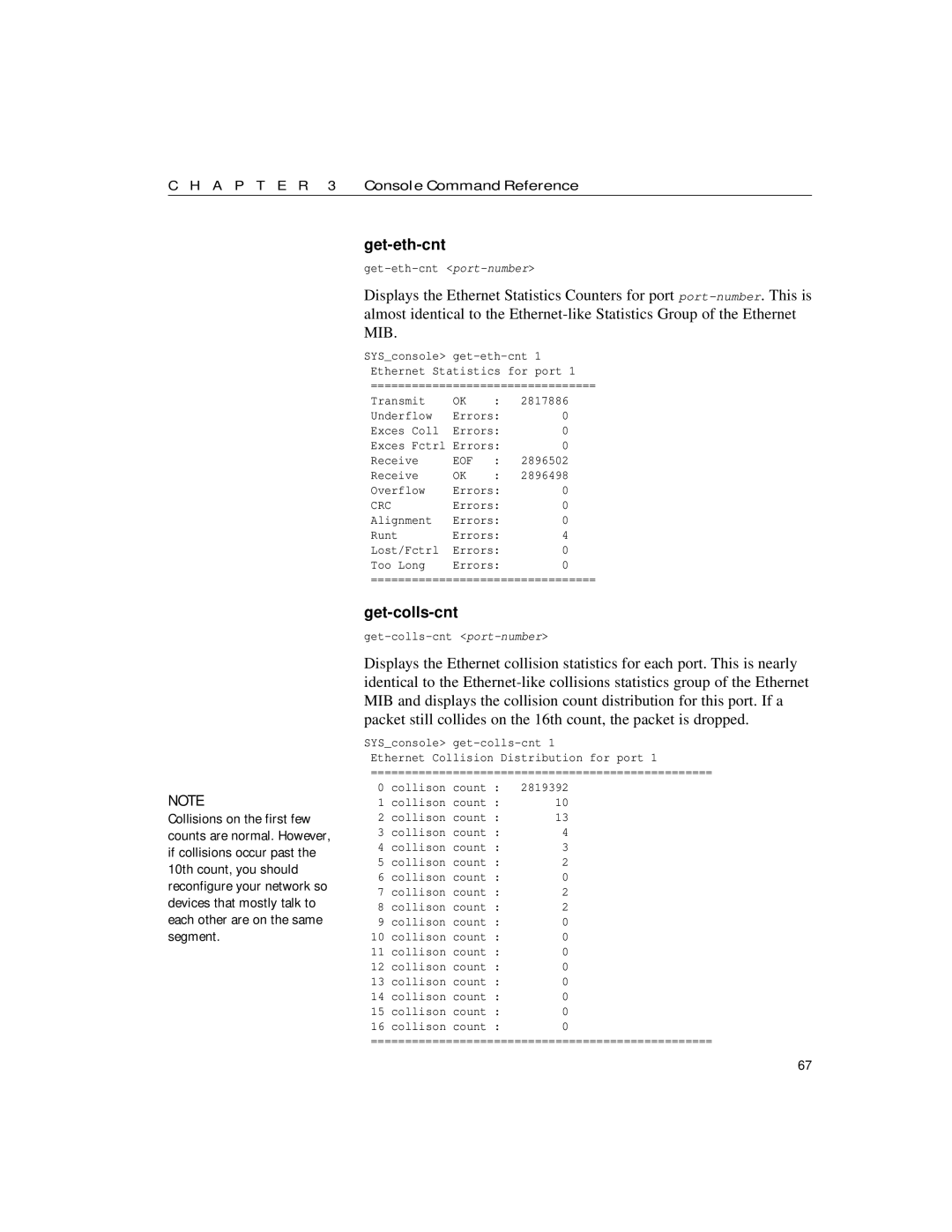 Intel 10/100 manual Get-eth-cnt, Get-colls-cnt 