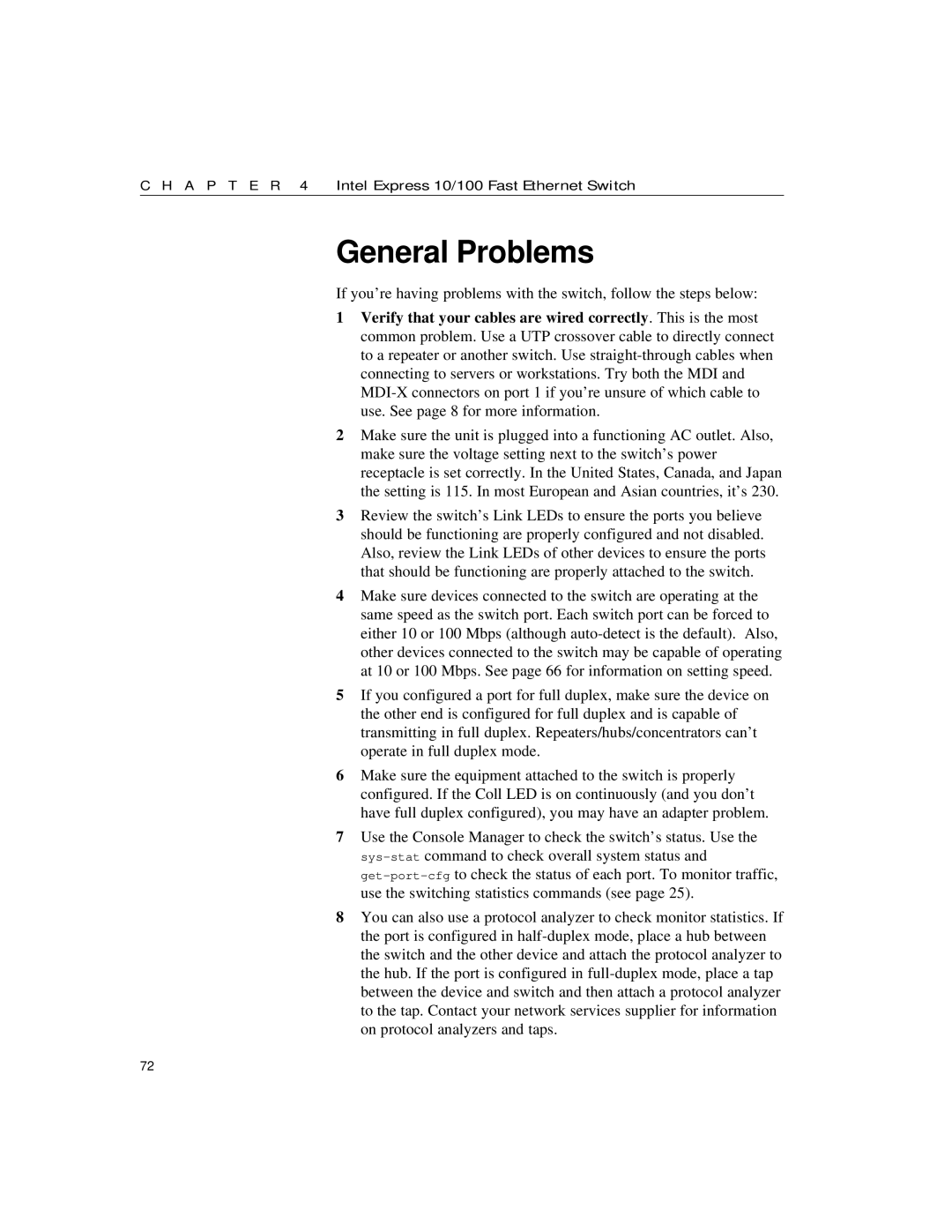 Intel 10/100 manual General Problems 