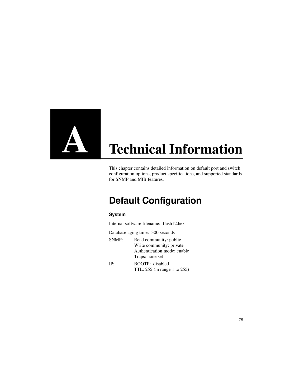 Intel 10/100 manual Default Configuration, System 