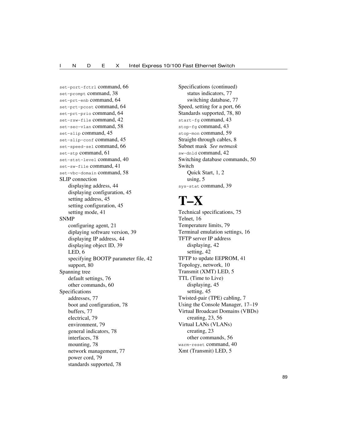 Intel 10/100 manual Set-slipcommand, Set-stpcommand, Xmt Transmit LED 