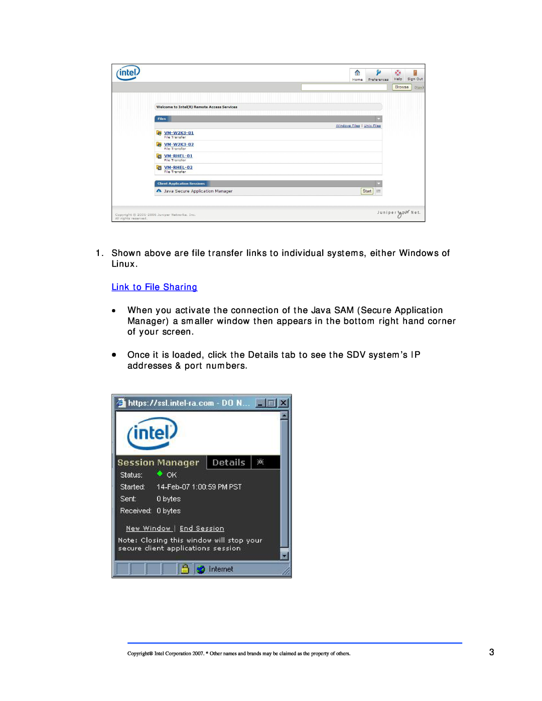 Intel 120000 manual Link to File Sharing 