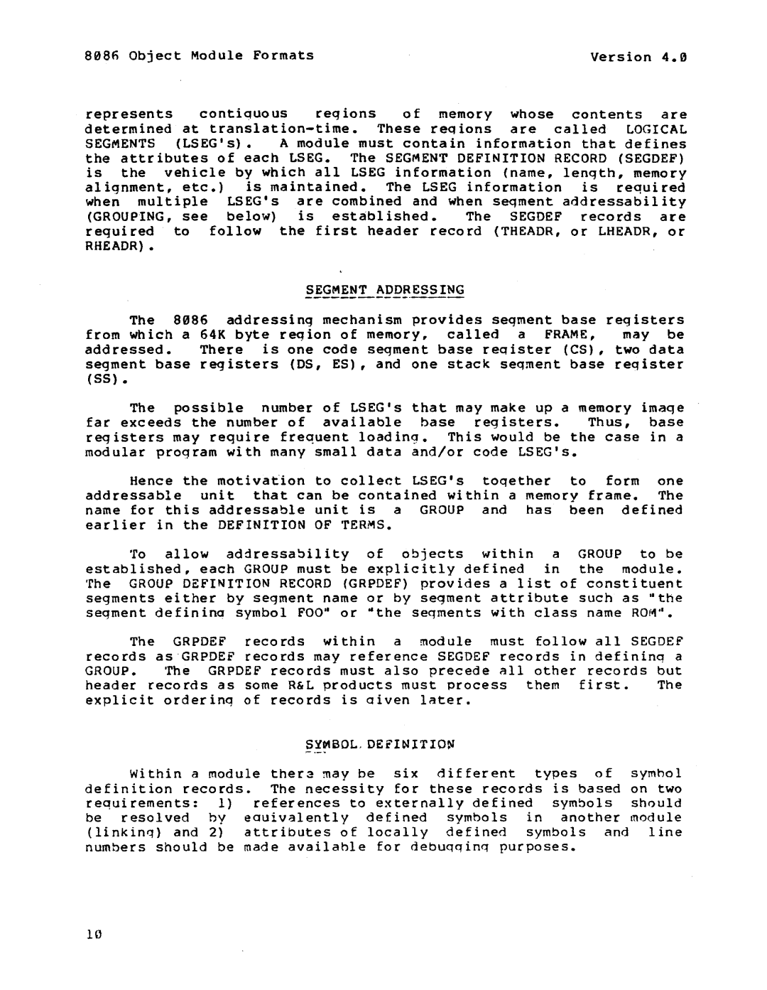 Intel 121748-001 manual Segment Addressing 