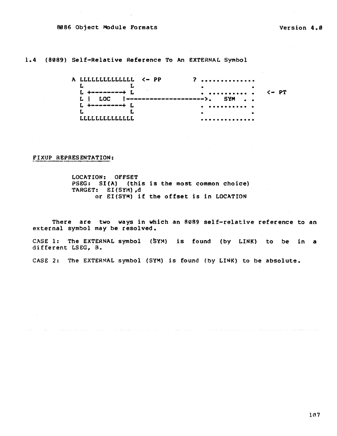 Intel 121748-001 manual Llllllllllllll, Fixup Representation Location Offset 