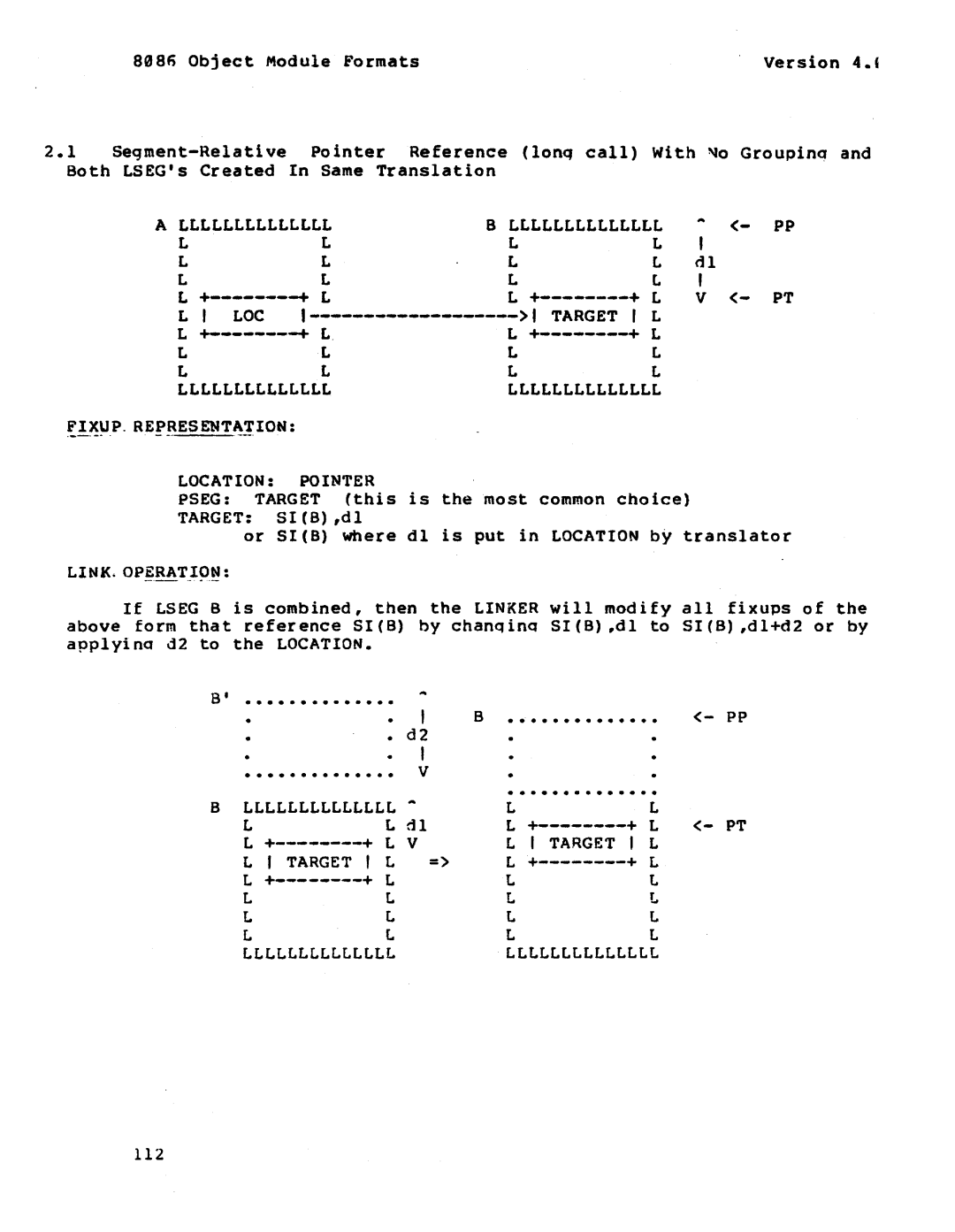 Intel 121748-001 manual Llllllllllllll FIXUP. Representation Location Pointer, Target I L 