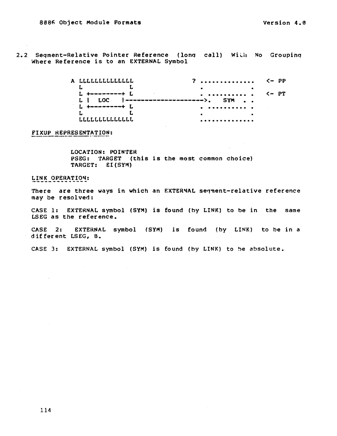 Intel 121748-001 manual LOe, Fixup Representation, Location Pointer, Target Eisym 