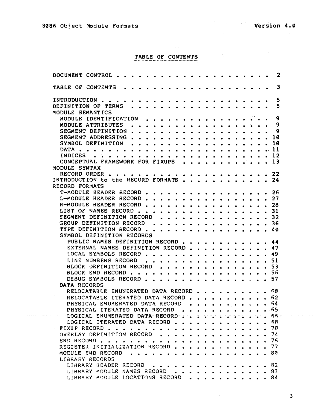 Intel 121748-001 Contents, Control, Symbol Definition, Indices Conceptual Framework for Fixups, Record Order, Data Records 