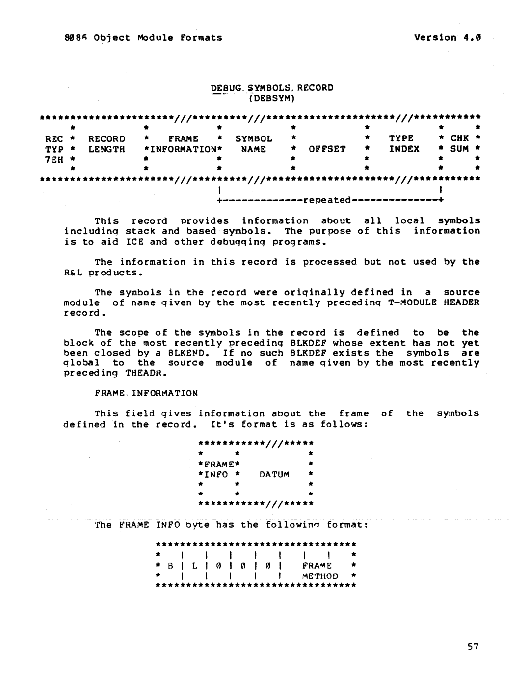 Intel 121748-001 manual REC Record, TYP Length Information, Offset Index SUM, Datum 