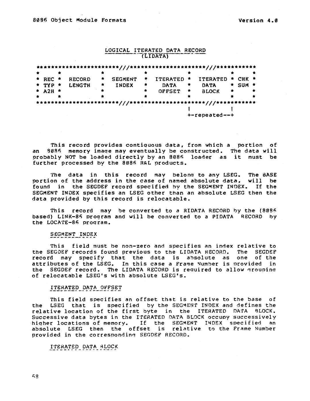 Intel 121748-001 manual Logical Iterated Data Record 