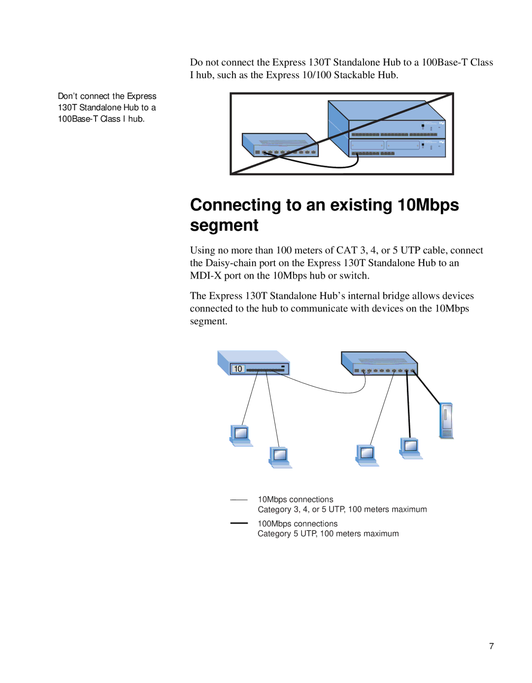 Intel 130T manual Connecting to an existing 10Mbps segment 