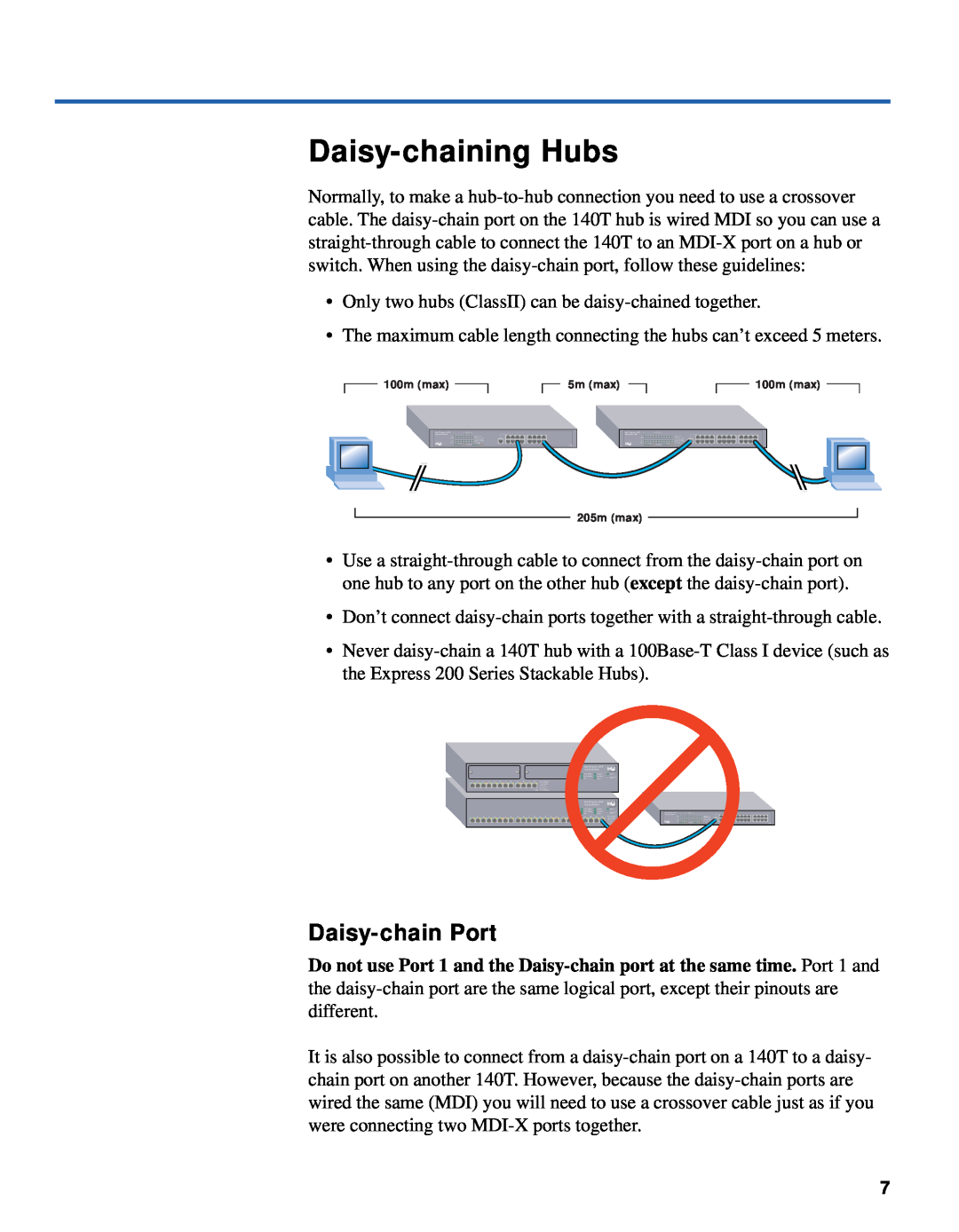 Intel 140T quick start Daisy-chaining Hubs, Daisy-chain Port 