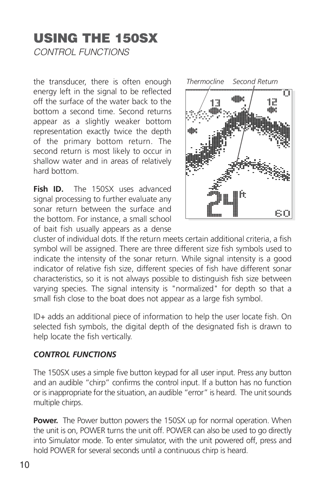 Intel 150SX manual Control Functions 