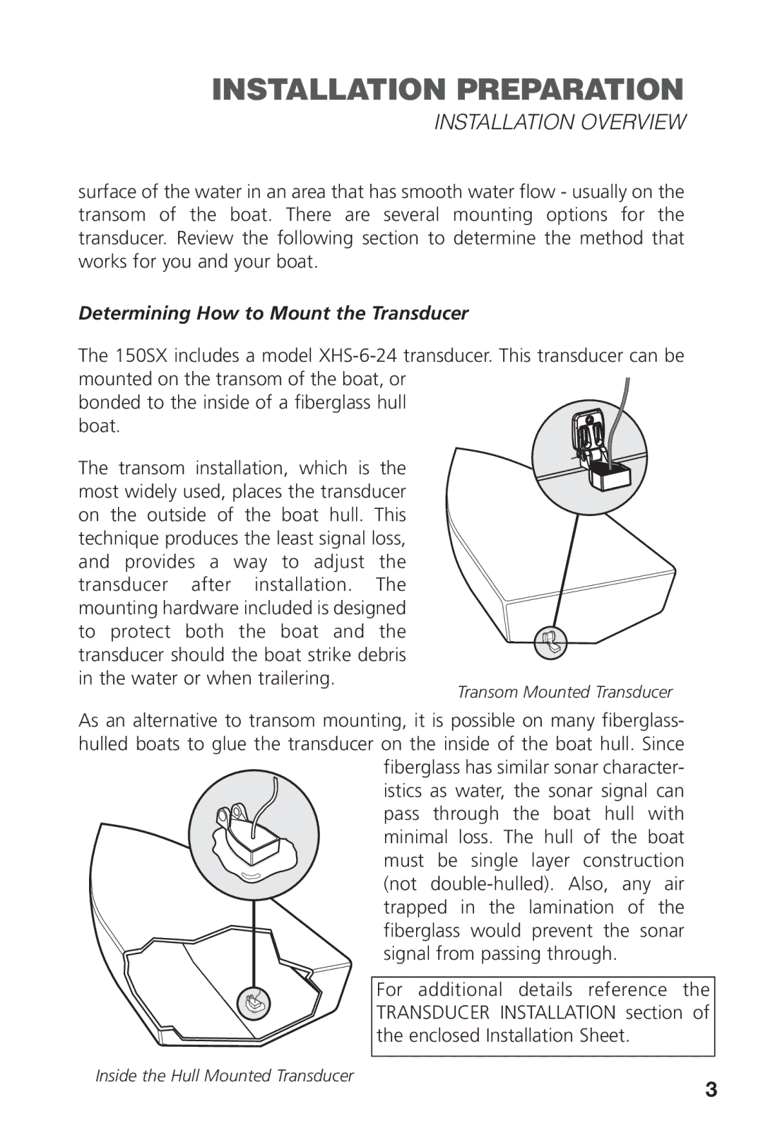 Intel 150SX manual Installation Overview, Determining How to Mount the Transducer 