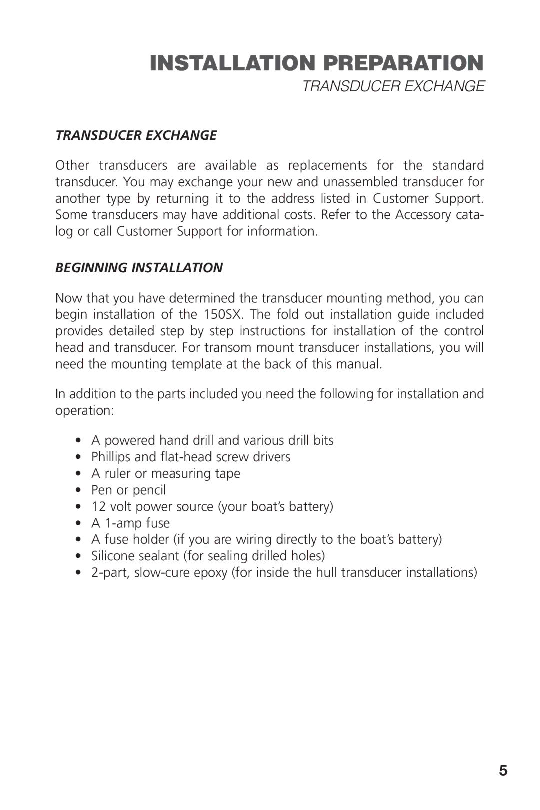 Intel 150SX manual Transducer Exchange, Beginning Installation 