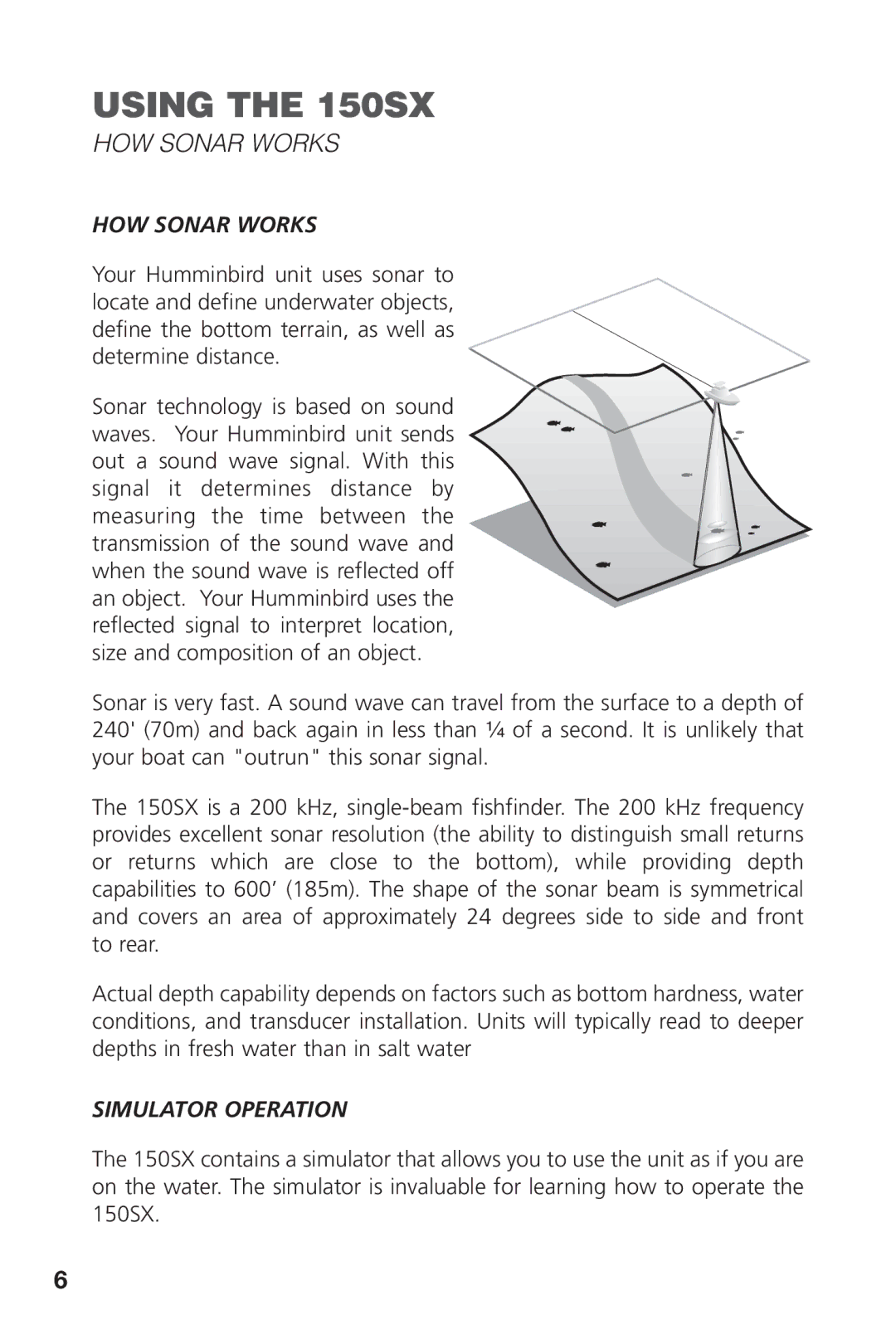 Intel 150SX manual HOW Sonar Works, Simulator Operation 