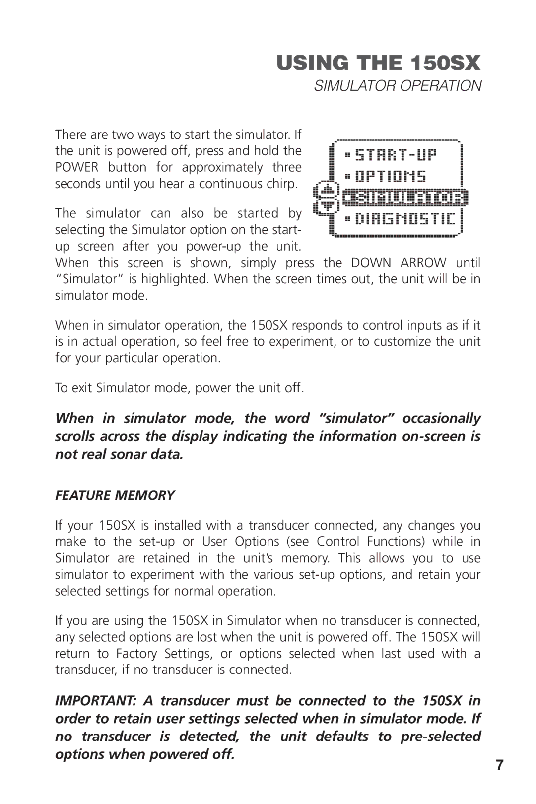 Intel 150SX manual Simulator Operation, Feature Memory 