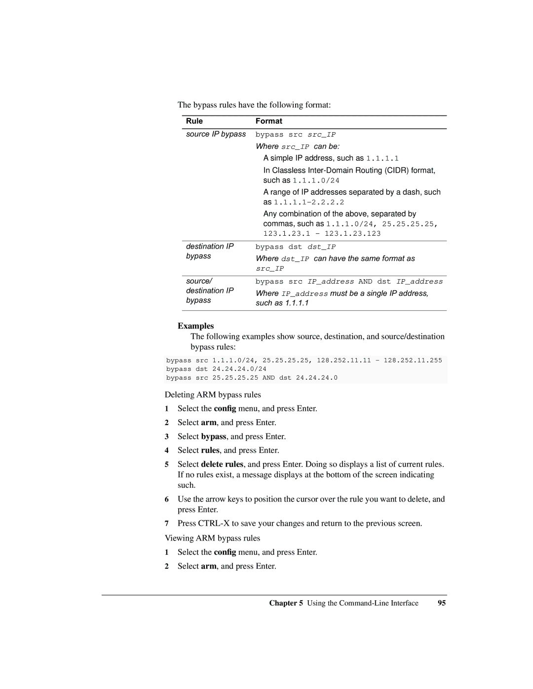 Intel 1520 manual Bypass rules have the following format, Rule Format 