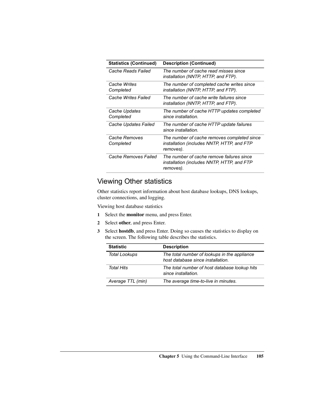 Intel 1520 manual Viewing Other statistics, Statistic Description 