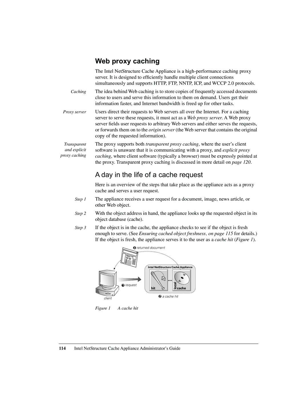 Intel 1520 manual Web proxy caching, Day in the life of a cache request 