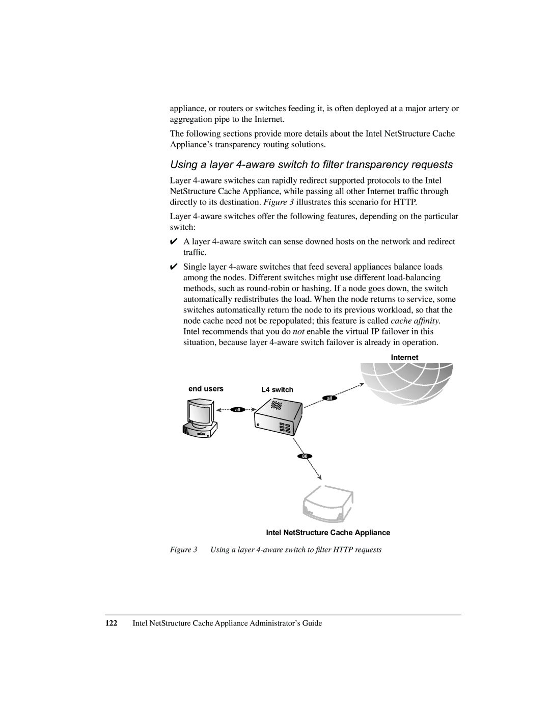 Intel 1520 manual Using a layer 4-aware switch to filter transparency requests 